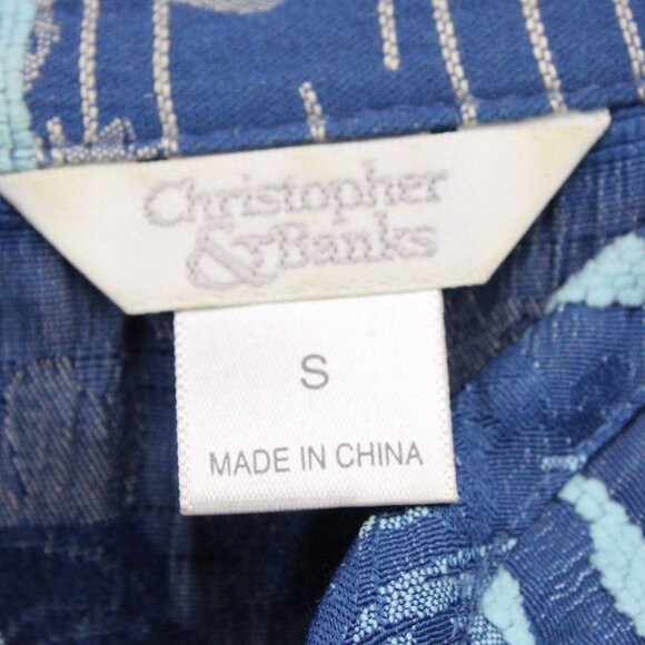 Christopher & Banks Jacket Womens Small S Blue Floral Pattern Full Zip Rare 90s - Picture 6 of 9